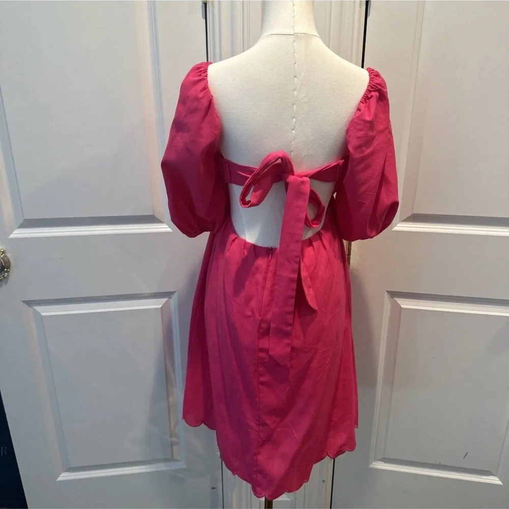 O.P.T April Pink Scalloped Women's Mini Dress NWT Size Small - Picture 4 of 5